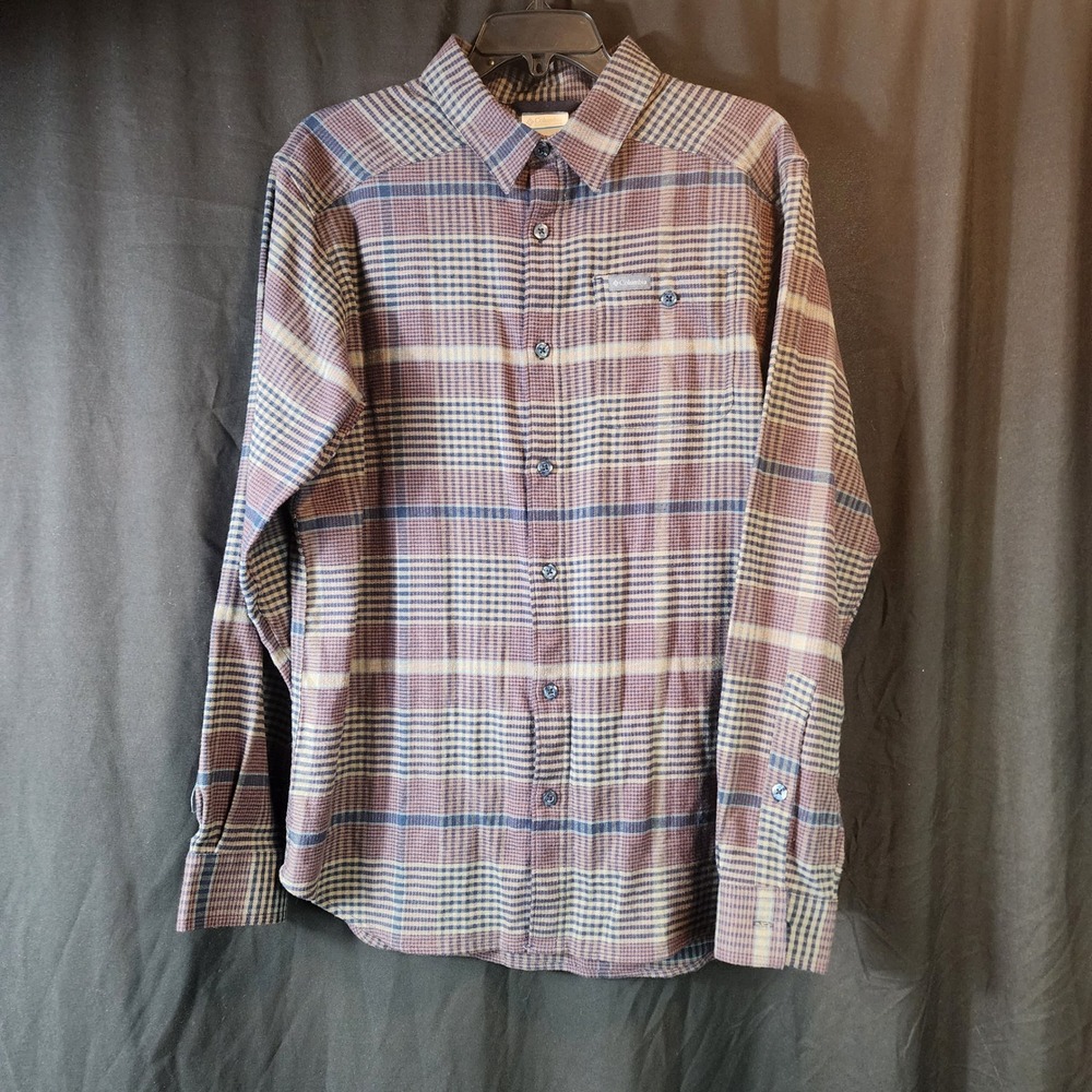 Columbia Sportswear Plaid‎ Flannel Long Sleeve Button Up Shirt Men Medium